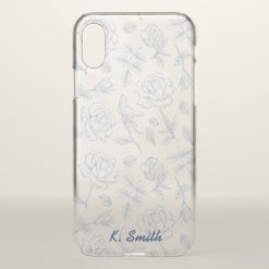 Shabby Chic Navy Cabbage Roses Flower Pattern iPhone X Case