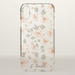 Shabby Chic Peach Cabbage Roses Flower Pattern iPhone X Case