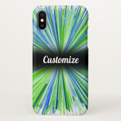 Shades of Green and Blue Line Burst Pattern; Name iPhone X Case