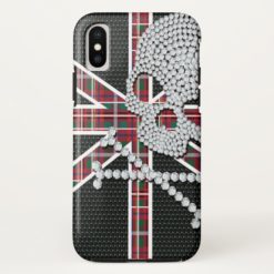 Shiny Diamond Skull Black Red Grid iPhone X Case