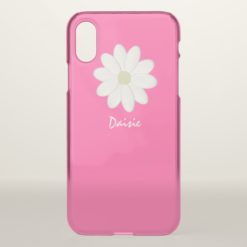 Shocking Pink White Daisy Personalized iPhone X Case