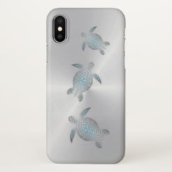 Silver Bling Turquoise Turtles iPhone X Case