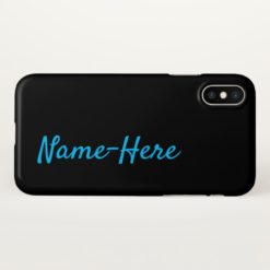 Simple Black Background w/ Deep Sky Blue Name iPhone X Case