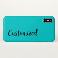 Simple Dark Turquoise Background & Black Name iPhone X Case