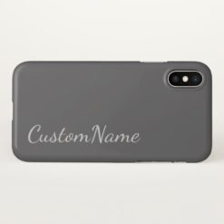 Simple Dim Grey Background w/ Light Grey Name iPhone X Case