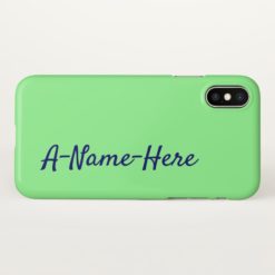 Simple Green Background and Midnight Blue Name iPhone X Case