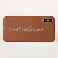 Simple Sienna Background w/ Light Blue Bold Name iPhone X Case