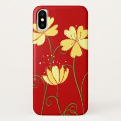 Simple Yellow Flowers On Red iPhone X Case