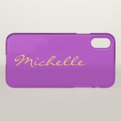 Simple Yellow Script-Like Custom Name on Purple iPhone X Case