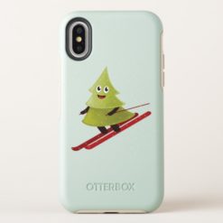 Skiing Happy Pine Tree Winter OtterBox Symmetry iPhone X Case