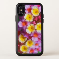 Small Yellow Pink and Purple Tropical Fiji Flowers OtterBox Symmetry iPhone X Case