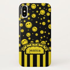 Smiley PolkaDot Name Template iPhone X Case
