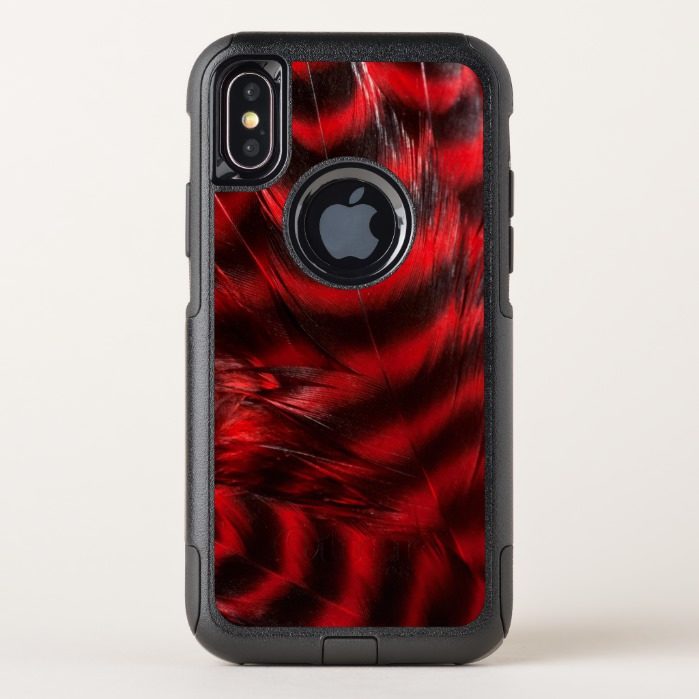 Soft Red and Black Feathers OtterBox Commuter iPhone X Case