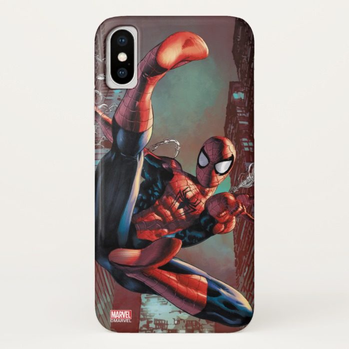 Spider-Man Web Slinging In City Marker Drawing iPhone X Case
