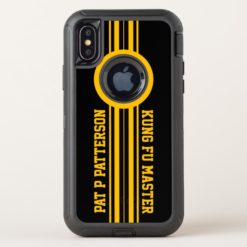 Sporty Yellow Stripe Name Template OtterBox Defender iPhone X Case