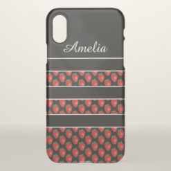 Strawberry Stripes and Black iPhone X Case