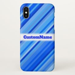 Stripes of Blue Pattern Custom Name Phone Case