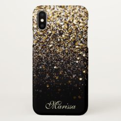 Stylish Gold Glitter Chic Black Best Beautiful iPhone X Case