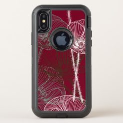 Stylish Hand Drawn Poppies on Red OtterBox Defender iPhone X Case