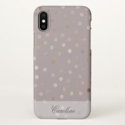 Stylish Mauve and Shimmery Dots with Your Name iPhone X Case
