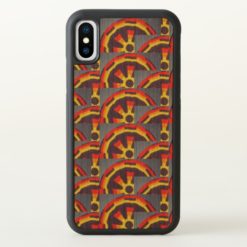Sunburst Wheel Chain Crochet Print on Wood Bumper iPhone X Case