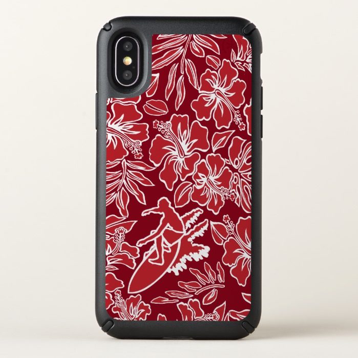 Surf Pareau Hawaiian Hibiscus Surfing - Red Speck iPhone X Case