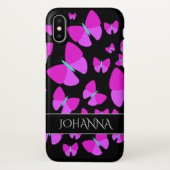 Swarm of Artistic Butterflies + Custom Name iPhone X Case