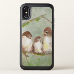Sweet Watercolor Sparrow Bird Family Cuddling Speck iPhone X Case