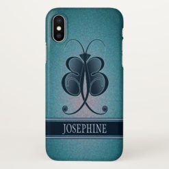 Teal Aqua Blue Shimmer Whimsical Butterfly Glossy iPhone X Case