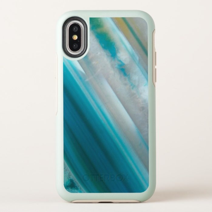 Teal Blue Stone Pattern OtterBox Symmetry iPhone X Case