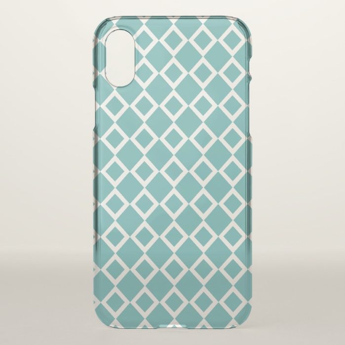 Teal Diamond Pattern iPhone X Case