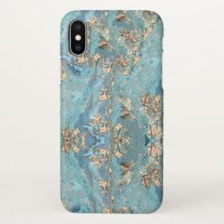 Teal Marble Stone Texture iPhone X Case