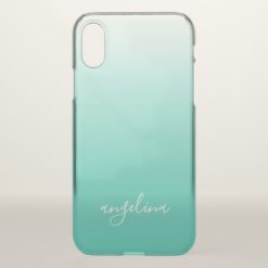 Teal Ombre Custom Handwritten Name CAN EDIT COLOR iPhone X Case