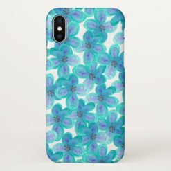 Teal Purple Watercolor Floral Pattern iPhone X Case