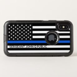 Thin Blue Line American Flag w/ Name OtterBox Commuter iPhone X Case