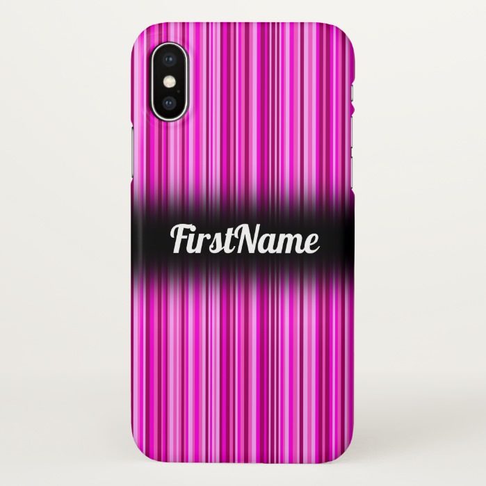 Thin Magenta and Pink Stripes Pattern Custom Name iPhone X Case