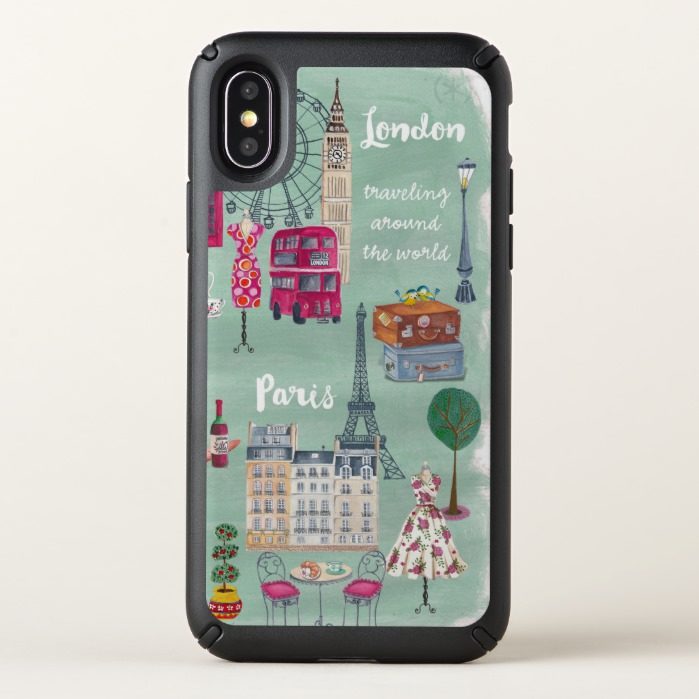 Travel map London Paris | Speck Iphone Case