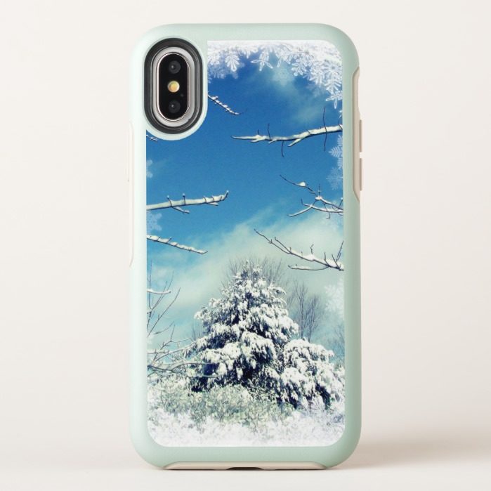 Tree in Winter Snow Blue OtterBox iPhone X Case