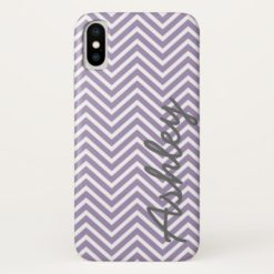 Trendy Chevron Pattern with name - lavender gray iPhone X Case