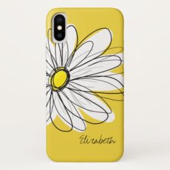 Trendy Daisy Floral Illustration - blackand yellow iPhone X Case