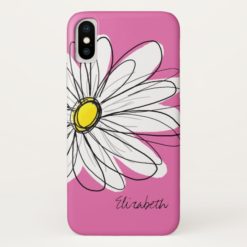 Trendy Daisy Floral Illustration - pink yellow iPhone X Case
