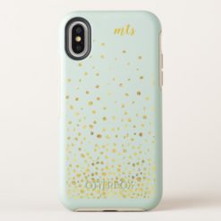 Trendy Monogram Chic Glitter Gold Protective Phone OtterBox Symmetry iPhone X Case