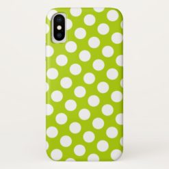 Trendy Polka Dot Pattern - bright green and white iPhone X Case