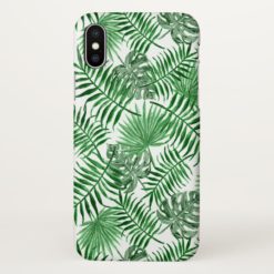 Tropical Green Palm Leaves Summer Pattern On White iPhone X Case
