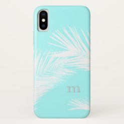 Tropical Minimalist Modern Monogram Light Blue iPhone X Case