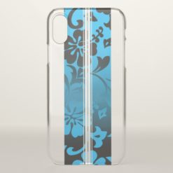Tunnels Beach Hawaiian Hibiscus Surfboard Blue iPhone X Case