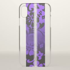 Tunnels Beach Hawaiian Hibiscus Surfboard Purple iPhone X Case