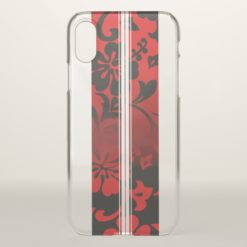 Tunnels Beach Hawaiian Hibiscus Surfboard Red iPhone X Case