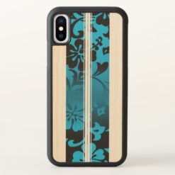 Tunnels Beach Hawaiian Hibiscus Surfboard iPhone X Case