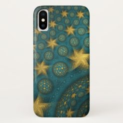 Turquoise and Yellow Abstract Star Pattern iPhone X Case